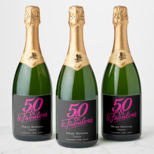 50 e Fabuloso Aniversário Chic Script Rosa