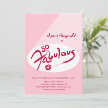 50 e Fabuloso Batom Vermelho Cor-de-Rosa Convite d