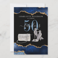 50 E Fabuloso Convite A Ás Douradas Pretas E Marin