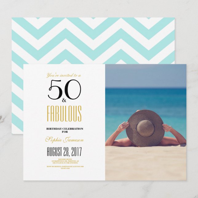 50 e Fabuloso | convite de aniversário 50 (Frente/Verso)