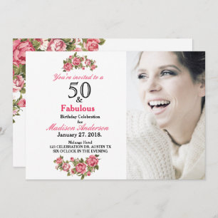 50 e Fabuloso Floral   50.o Convites de Aniversári