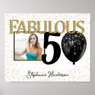 50 e fabuloso Poster de fotos Douradas em preto