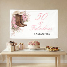 50 e Fabuloso Rosa Floral Western Aniversário de 5