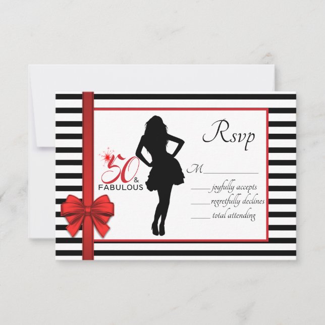 50 e FABULOUS 50.º Cartão de Resposta de Aniversár (Frente)