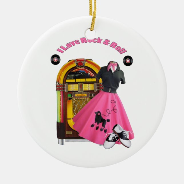 50 eu amo a rocha & rolo o ornamento (Frente)