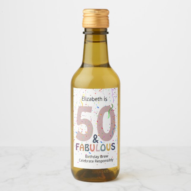 50 & Fabuloso Adicione Nome Confetes Azuis Lindos  (Frente)