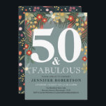 50 Moderno e Chic e Convite de Aniversário Fabulos<br><div class="desc">Estes 50 e Fabulosos convites são ideais para a sua próxima comemoração chica e elegante da 50ª festa de aniversário! Os convites apresentam um fundo azul marinho com uma bela borda de flores modernas brilhantes, com espaço para você adicionar todos os detalhes de sua cinquenta e fabulosa festa. Na parte...</div>