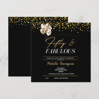 50 mulheres e Dourado convite de aniversário fabul