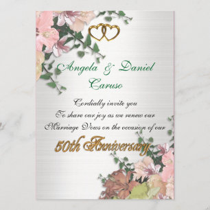 50.o aniversário Convite para flores de aquarela