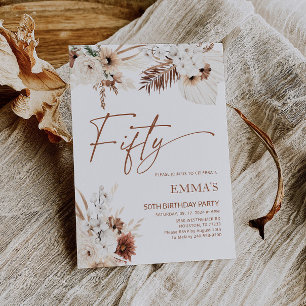 50.o Convite de aniversário Boho Pampas