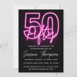50.o Convite de Aniversário Neon Pink