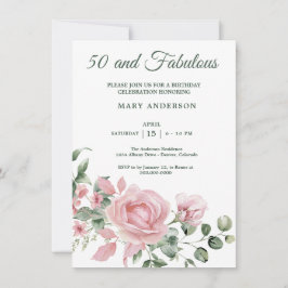 50.o convite para o aniversário floral do rosa