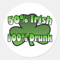 50 por cento de irlandês etiqueta de um bebado de