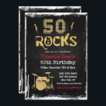 50 Rocks Rockstar Guitar 50º Convite de Aniversári<br><div class="desc">50 Rocks Rockstar Electric Guitar Metal Metallic Silver Glitter Surpresa 50º Aniversário</div>