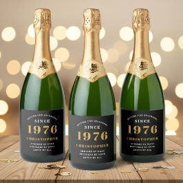 50th Birthday Born 1976 Add Name Black Gold