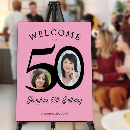 50th birthday party black pink photo welcome