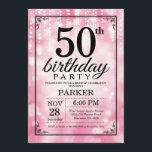 50th Brilho do rosa do convite do aniversário<br><div class="desc">50th Convite do aniversário com luzes cor-de-rosa da corda com fundo cor-de-rosa do brilho. Aniversário cor-de-rosa. Aniversário adulto. Os homens ou as mulheres Bday convidam. 13o 15o 16o 18o 20o 2ø 30o 40th 50th 60th 90 100th do 80 do 70, alguma idade. Para uma personalização mais adicional, clique por favor...</div>