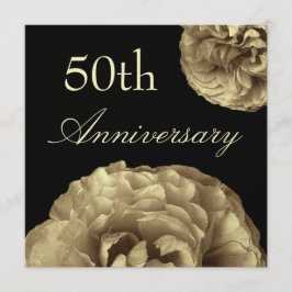 50th Convite do aniversário - rosas DOURADOS