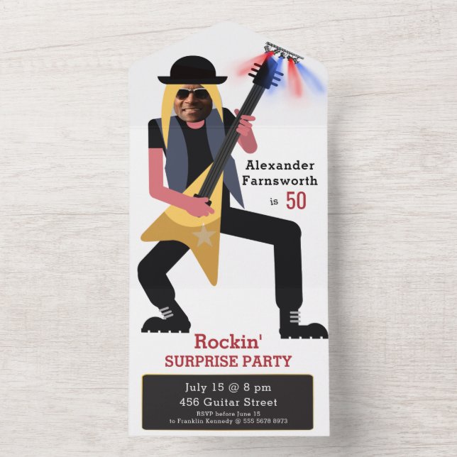 50th Mens 🎸 🤣 Rockstar Birthday Guitar Funky (Inside)