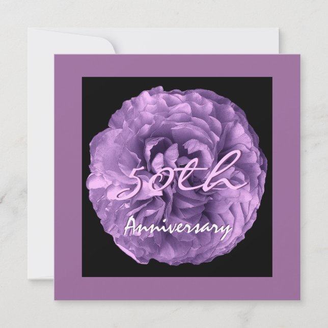 50th Rosa do roxo da lavanda do convite do (Frente)