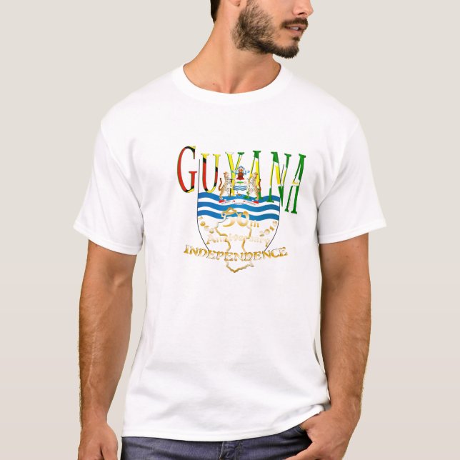 50th t-shirt feliz Guyana do aniversário, (Frente)