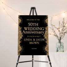 50th Wedding Anniversary Gold Faux Glitter 