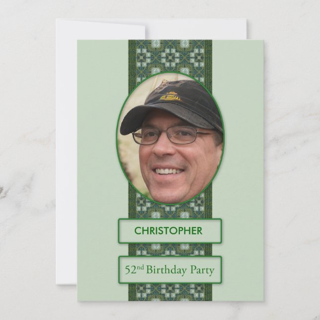 52º Convite de aniversário Adicione uma imagem e (Frente)