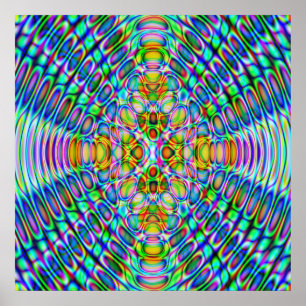 52x52 ou Poster menor, azul psicodélico Dourado