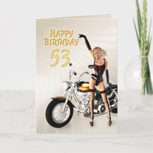 53º Cartão de aniversário com moto