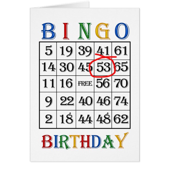 53º Cartão de Bingo de Aniversário (Frente)