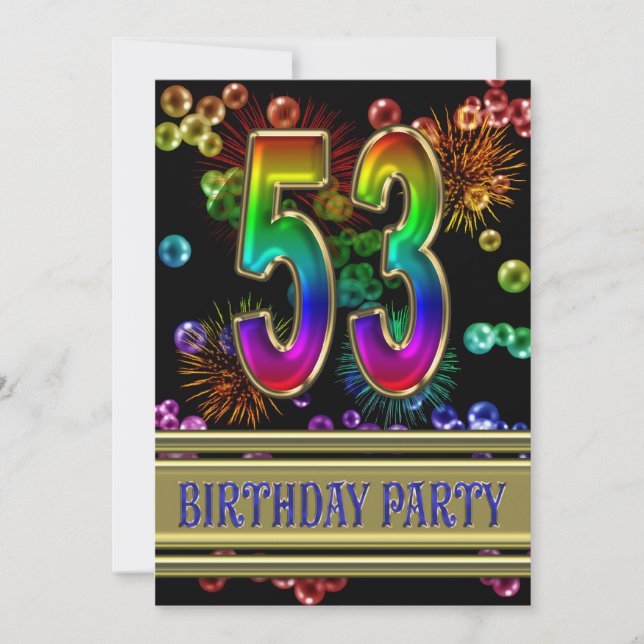 53º Convite de aniversário com bolhas (Frente)