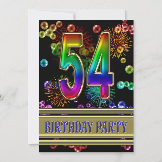 54º Convite de aniversário com bolhas (Frente)