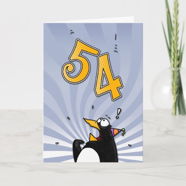 54th aniversário - cartão da surpresa do pinguim (Frente)
