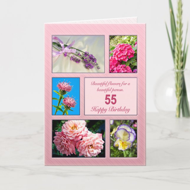 55 anos, belo cartão de flores (Frente)