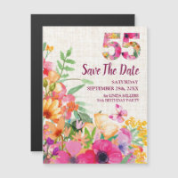 55 Anos Floral Linen Convite de Aniversário
