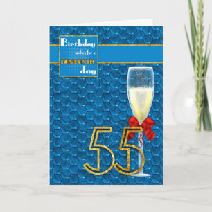55.o aniversário - Champanhe de Cartão de Aniver