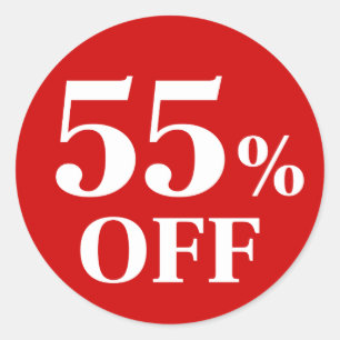 55% OFF Adesivo Redondo Clássico de Fundo Vermelho