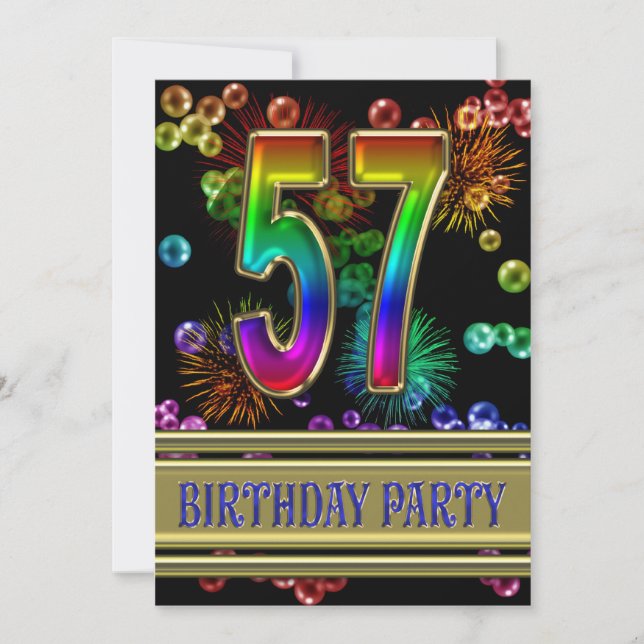 57º Convite de aniversário com bolhas (Frente)