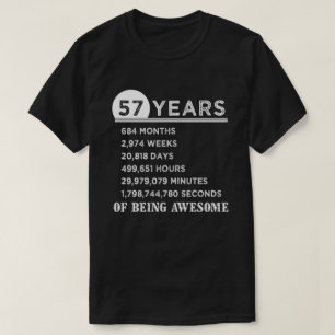57th Camisa do aniversário 57 anos de presentes