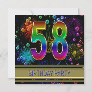 58th Convite de aniversário com bolhas