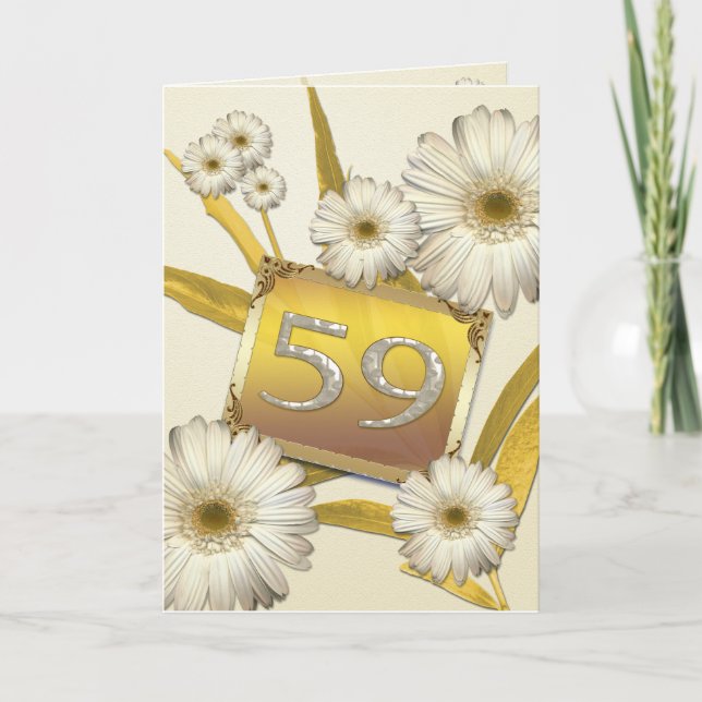 59º Cartão de aniversário com margaridas. (Frente)