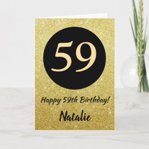 59.º aniversário feliz, preto e Dourado cartão bri