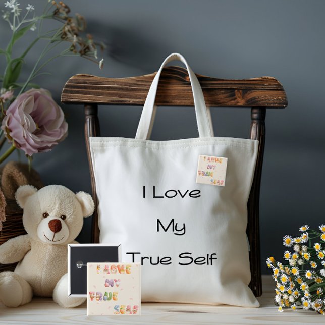 5.08cm Bóton quadrado | Eu Amo Meu Verdadeiro Eu (Criador carregado)