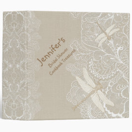 5.08cm Fichário Binder de receita de burlap e Lace Rustic