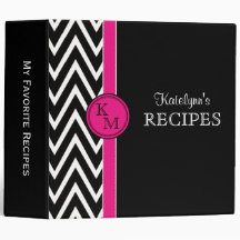 Binder de Receita de Monograma Rosa e Preto