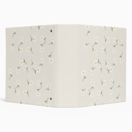 5.08cm Fichário Capa Floral Cream Daisy | Desenhado à Mão 