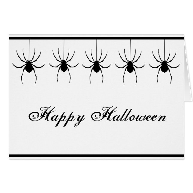 5 Aranhas Silhouette com Cartão de Halloween (Frente Horizontal)