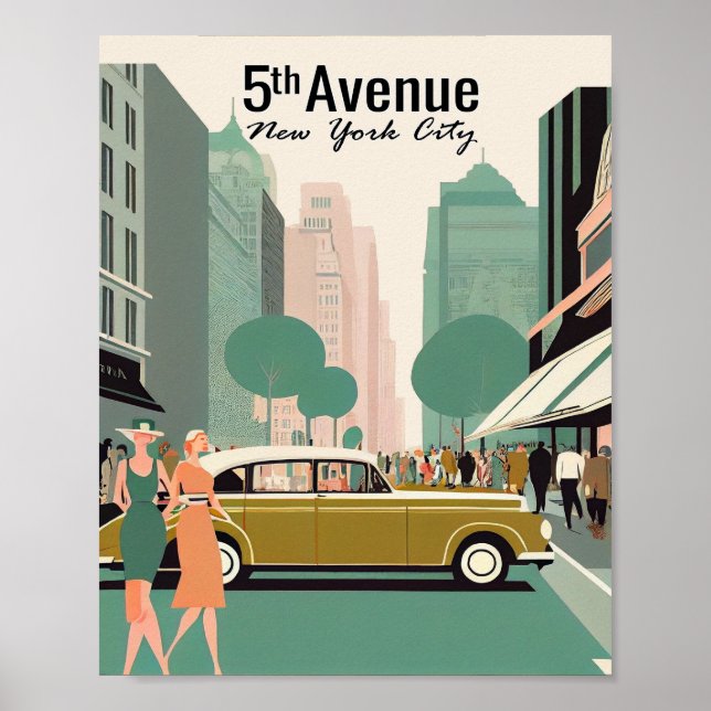 5 Avenue New York Minimalista Art Poster vintage (Frente)