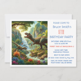 5 Birthday Boy Dinosaur Convite de festas