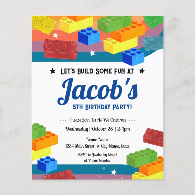 5 Birthday Building Blocks Divertimento Boy (Frente)